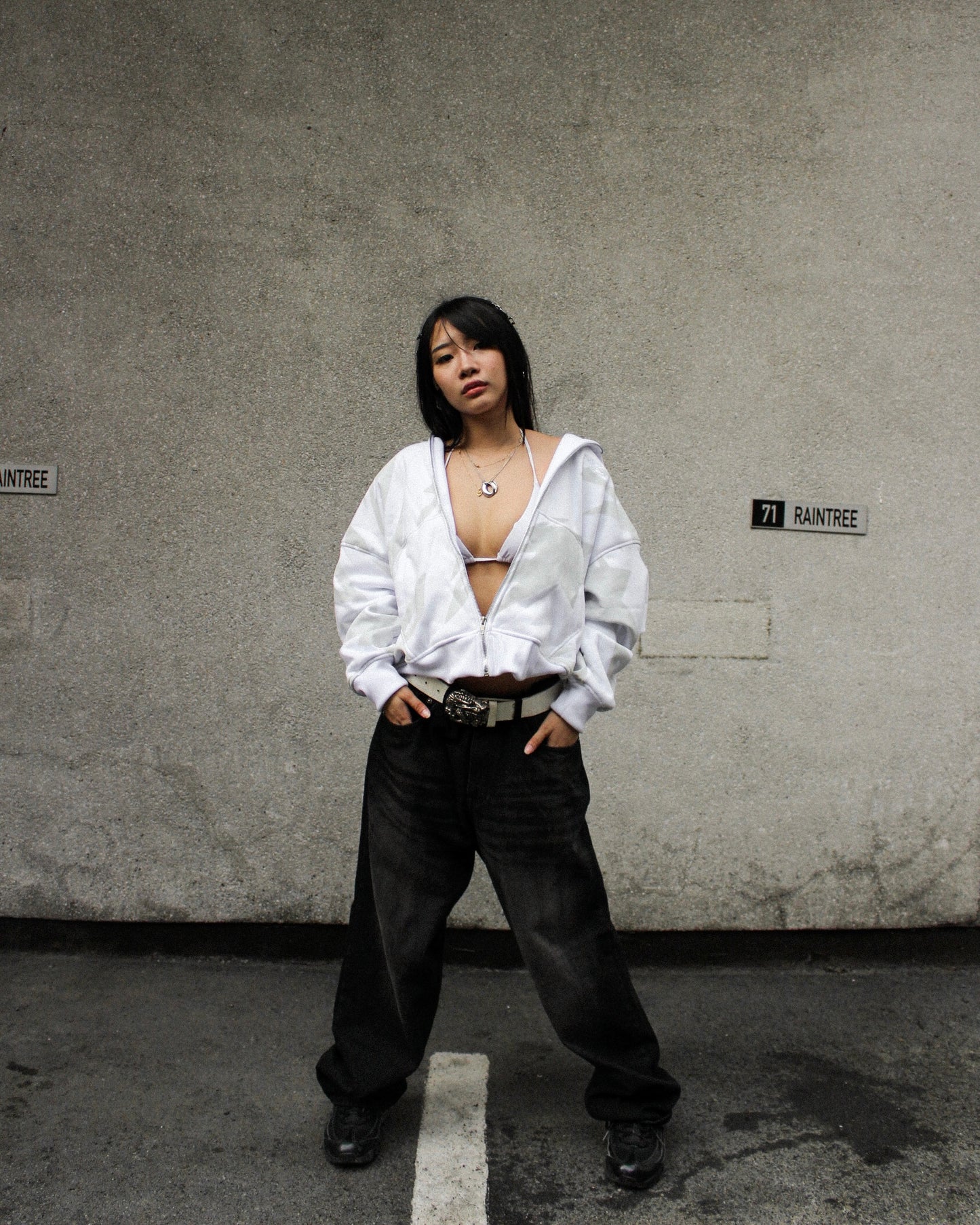 ASAP Worldstar All Ova Zip Up Hoodie - White